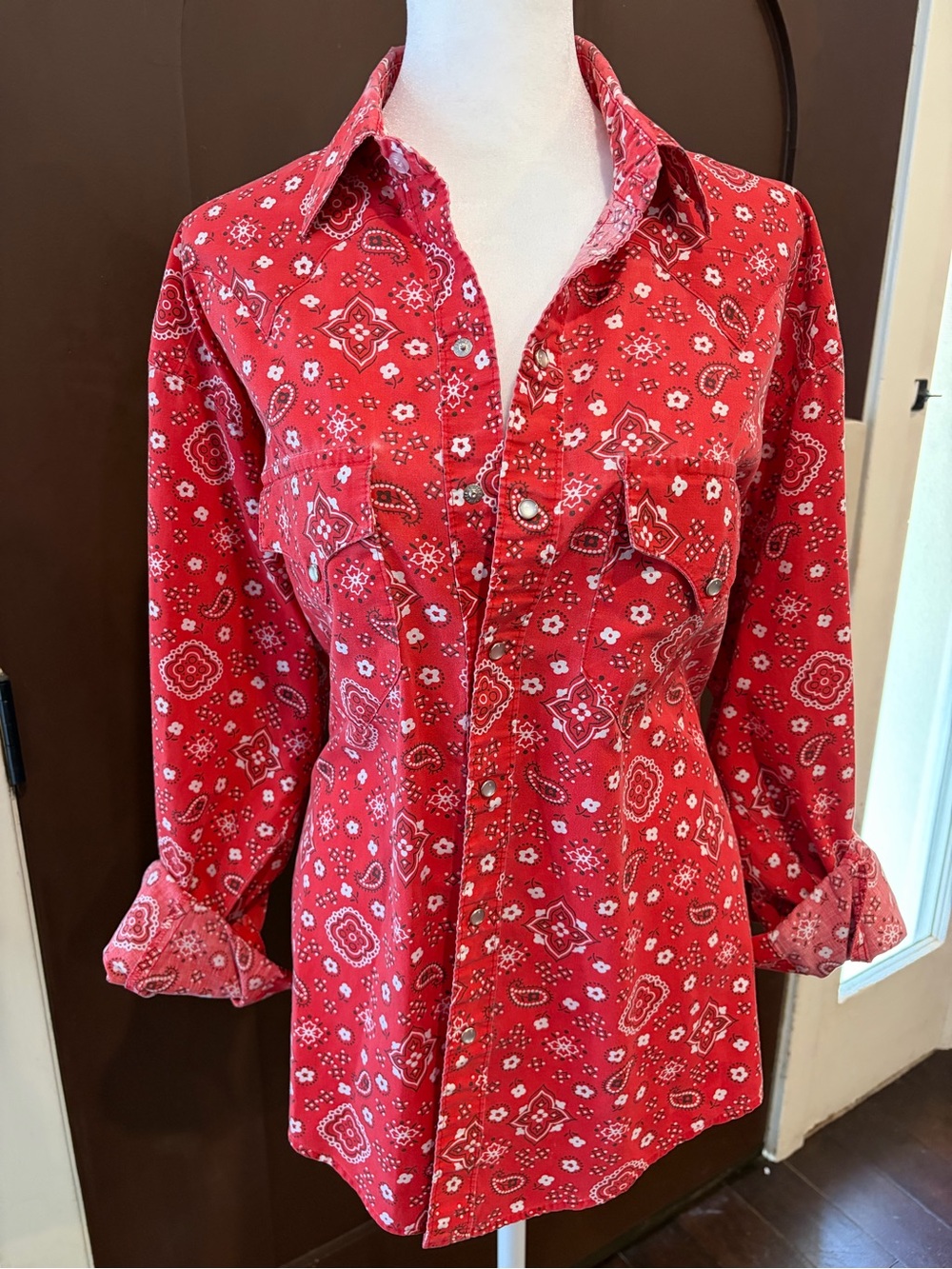 Vintage Tru-West Rockmount Ranch Wear Western Shirt Pearl Snap | Red bandana